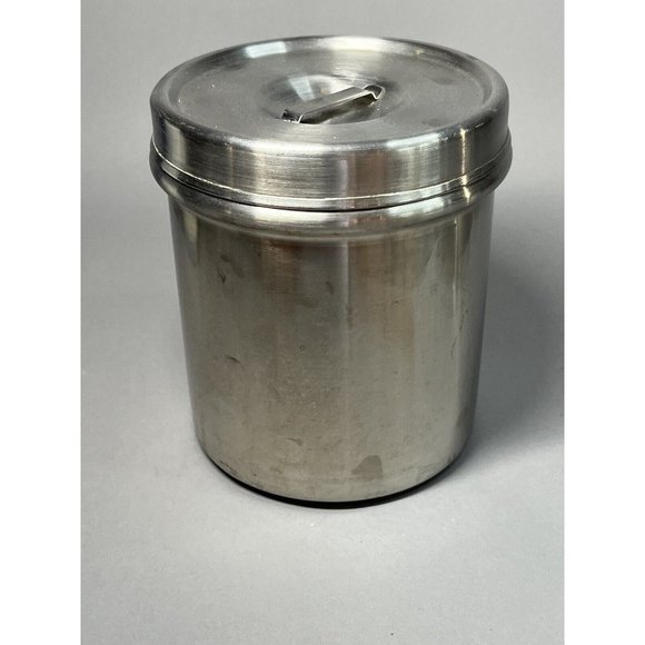 Vintage WW2 Polar Ware MD USN Stainless Steel 7" Medical Canister w/ Lid - Picture 3 of 10